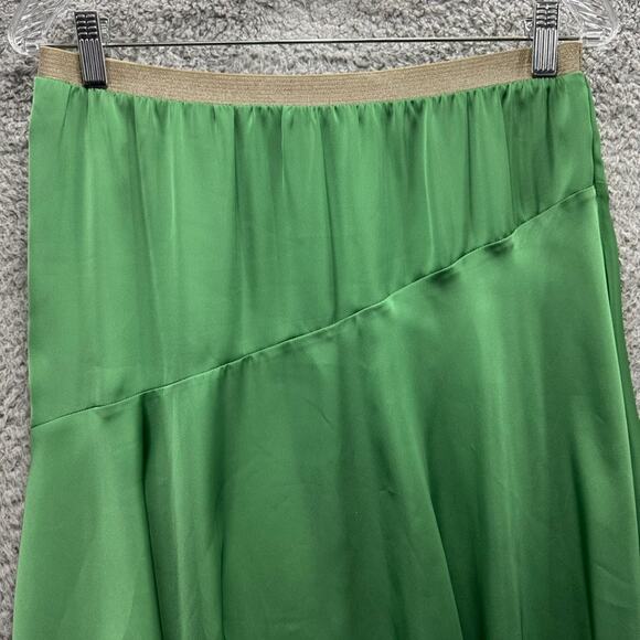 Leifsdottir Size 8 Green Silky Asymmetrical Skirt Elastic Waistband Party Fun - Picture 3 of 8